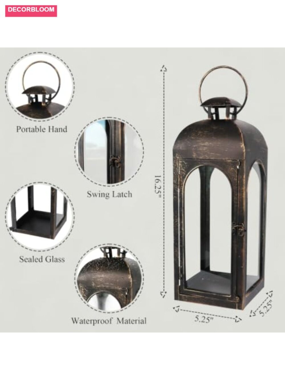 Decorative Candle Lantern Wrought Iron Hanging Indoor Outdoor - Picture 2 of 6
